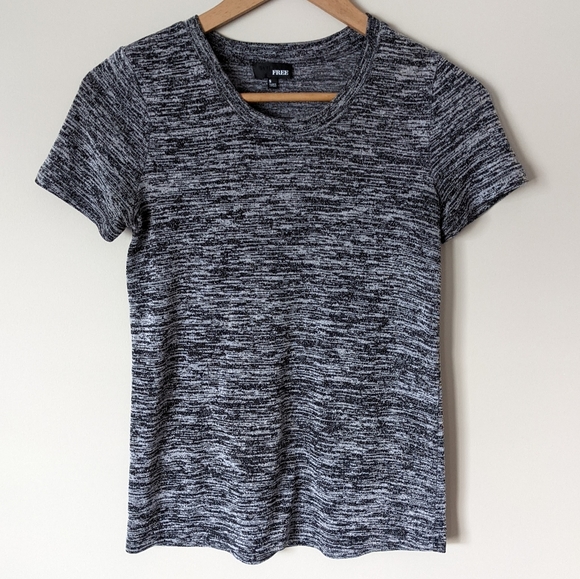 Aritzia Wilfred Free Black Marled Crew Neck T-shirt Size Small - Picture 9 of 9